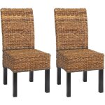 Hhg - lot de 2 chaises m69, banane tress�e, pieds fonc�s