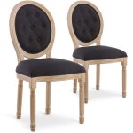 Intensedeco - lot de 2 chaises mdaillon capitonnes louis xvi tissu noir