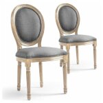 Paris prix - lot de 2 chaises mdaillon tissu 'versailles' 96cm gris clair