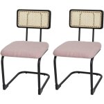 Hhg - lot de 2 chaises  pitement luge 712, chaise  dossier, bois rotin mtal boucl, tissu / textile ...