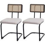 Mendler - lot de 2 chaises à piétement luge hwc - k88 - chaise à dossier - bois rotin métal bouclé - ... Mendler - lot de 2 chaises à piétement luge hwc - k88 - chaise à dossier - bois rotin métal bouclé - ...