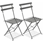 Oviala - lot de 2 chaises pliantes en acier grises