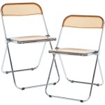 [en. casa] - lot de 2 chaises pliantes pornainen 74 x 46 x 47 cm orange transparent