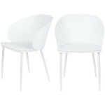 Boite a design - lot de 2 chaises en rsine et mtal - blanc - gigi