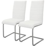 Lot de 2 chaises de salle à manger, blanc, en simili, design cantilever, chaise pied luge, assise rembourré, ... Lot de 2 chaises de salle à manger, blanc, en simili, design cantilever, chaise pied luge, assise rembourré, ...