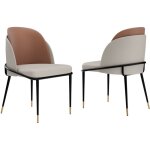 Unho - lot de 2 chaises salle � manger cuir - beige et marron chaise salle � manger modern, chaises scandinave ...