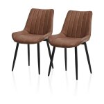 Clipop - lot de 2 chaises de salle � manger en cuir avec dossier et assise rembourr�e, 53x43x89cm, marron ...