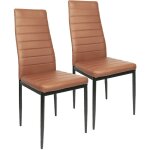 Jeobest - lot de 2 chaise de salle  manger, chaises de cuisine en cuir pu, marron