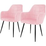 Lot de 2 chaises de salle � manger cuisine salon s�jour - rose - assise si�ge rembourr�e en velours structure ...