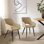 Clipop - lot de 2 chaises de salle  manger, chaise de cuisine en simili - cuir, beige