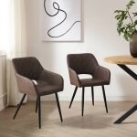 Clipop - lot de 2 chaises de salle  manger, chaise de cuisine en simili - cuir, marron
