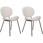 Beliani - lot de 2 chaises de salle  manger design rtro sans accoudoirs en cuir pu beige sable et pieds ...