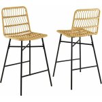 Lot de 2 chaises de salle  manger avec dossier et repose - pieds, tabouret bar en rotin et osier, 56 ...