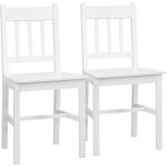 Lot de 2 chaises de salle à manger esprit campagne dossier ajouré à lattes bois pin blanc Lot de 2 chaises de salle à manger esprit campagne dossier ajouré à lattes bois pin blanc