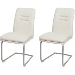 Lot de 2 chaises de salle � manger hhg - 930 tissu / textile inox bross�, cr�me - beige