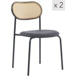 Nordlys - lot de 2 chaises de salle a manger industrielles metal cannage rotin