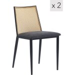 Nordlys - lot de 2 chaises de salle a manger industrielles metal cannage rotin Nordlys - lot de 2 chaises de salle a manger industrielles metal cannage rotin
