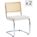 Nordlys - lot de 2 chaises de salle a manger industrielles metal cannage rotin