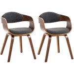 Lot de 2 chaises de salle � manger kingston en tissu noyer / gris fonc�
