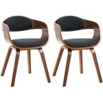 Clp - lot de 2 chaises de salle  manger kingston en tissu noyer / noir
