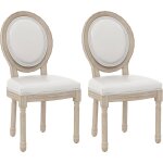 Lot de 2 chaises de salle  manger mdaillon style louis xvi bois sculpt crme