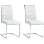 Lot de 2 chaises de salle � manger modernes, dossier en simili cuir et lin, chaise d'appoint rembourr�e ...