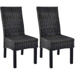 Lot de 2 chaises - chaises salle � manger noir rotin kubu et bois de manguier