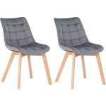 Clp - lot de 2 chaises de salle � manger passaic velours avec pieds en bois de h�tre gris