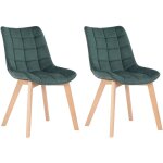 Clp ? lot de 2 chaises de salle � manger en velours vert ? pieds en bois de h�tre ? assise rembourr�e ...