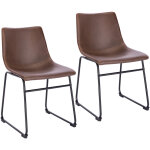 Svita lot de 2 chaises de salle à manger pieds métal piètement traîneau similicuir marron Svita lot de 2 chaises de salle à manger pieds métal piètement traîneau similicuir marron