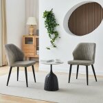 Lot de 2 chaises de salle � manger rembourr�es r�tro en cuir synth�tique avec dossier et pieds en m�tal ...