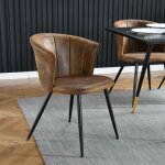 Lot de 2 chaises de salle  manger vintage avec sige rembourr en daim, pieds en mtal noir pour cuisine, ...