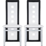 Sifree - lot de 2 chaises de salle a manger - simili blanc / noir - style contemporain - six trous
