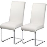 Lot de 2 chaises de salle  manger en simili cuir capacit 135 kg sige plus pais de 7 cm blanche - ...
