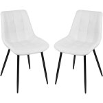Lot de 2 chaises de salle � manger en simili cuir chaises de cuisine tapiss�es blanc
