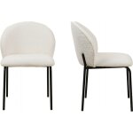 Lot de 2 chaises de salle à manger en tissu bouclette écru, piètement en métal noir - noé Lot de 2 chaises de salle à manger en tissu bouclette écru, piètement en métal noir - noé