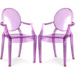 Privatefloor - lot de 2 chaises de salle � manger transparentes - design avec accoudoirs - louis xiv ...