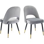 Wahson office chairs ? lot de 2 chaises en velours gris ? pieds en m�tal ? confortables et faciles � ...