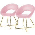 Lot de 2 chaises de salle à manger en velours, rose, avec dossier rond, assise rembourrée, pieds en métal ... Lot de 2 chaises de salle à manger en velours, rose, avec dossier rond, assise rembourrée, pieds en métal ...