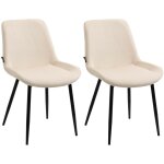 Clp - lot de 2 chaises de salle � manger victoria recouvertes de velours cr�me