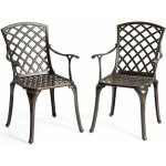 Goplus - lot de 2 chaises de salon de jardin en aluminium durable avec accoudoir, fauteuils pour jardin, ...