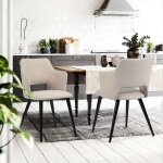 Lot de 2 chaises de salle � manger scandinave fauteuil avec accoudoirs assise rembourr�e en tissu pieds ...