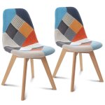 Idmarket - lot de 2 chaises scandinaves sara motifs patchworks multi - couleurs
