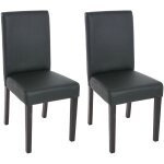 Nova - lot de 2 chaises de s�jour littau, simili - cuir, noir mat, pieds fonc�s