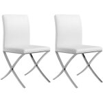 Vente - unique - lot de 2 chaises - simili et acier chrom inoxydable - blanc - caly