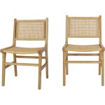 Drawer - lot de 2 chaises en teck et cannage - bois clair - basuki