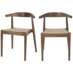 Drawer - lot de 2 chaises en teck et cannage - bois fonc� - bunga