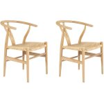 Lot de 2 chaises en teck et paille - naturel - pogiana