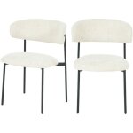 Drawer - lot de 2 chaises en tissu bouclette et m�tal - �cru chin� - ester