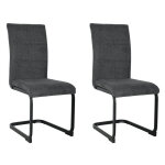 Lot de 2 chaises tissu gris anthracite et pied luge mtal noir - verdi